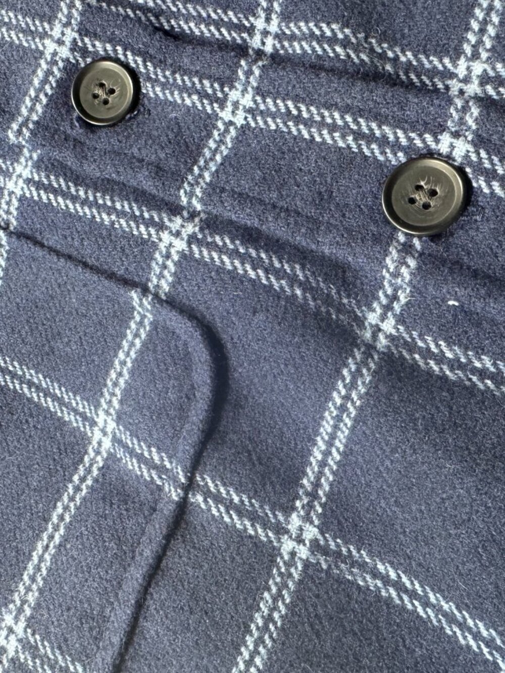 Tilley Navy Windowpane Plaid Overshirt Jacket XS Soft Wool Blend Shacket - Picture 10 of 11